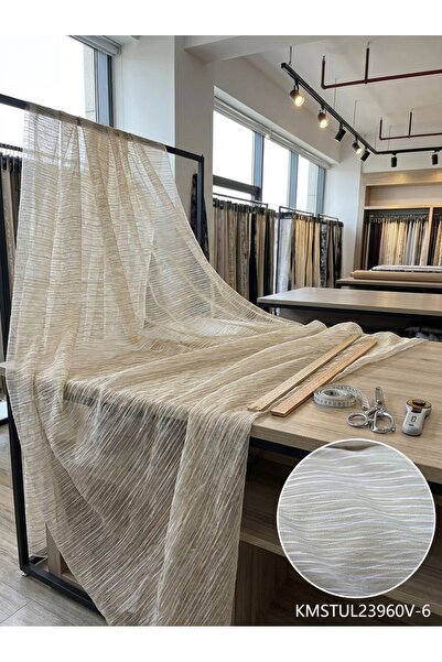 LEVENT ÖZEL Fantazi Dekoratif Çizgili Tül Perdelik Kumaş 100en300boy