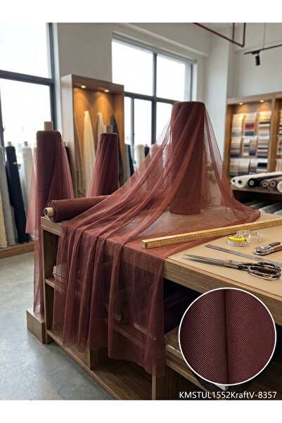 LEVENT ÖZEL Dekoratif Keten Efektli Tül Perdelik Kumaş 100en300boy