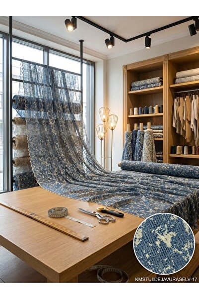 LEVENT ÖZEL Raşel Jakar Desenli Tül Perdelik Kumaş 100en300boy