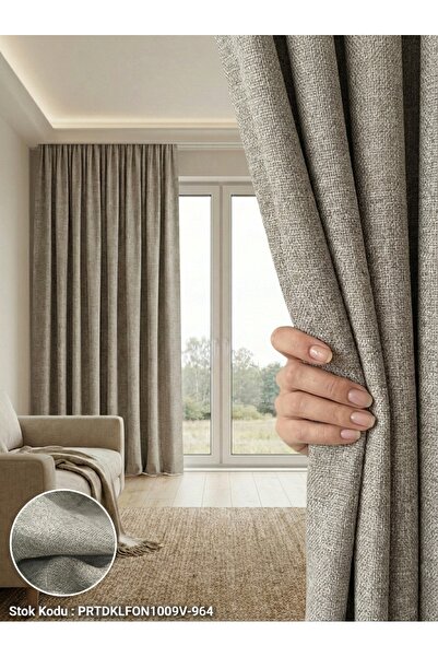 LEVENT ÖZEL PratikFon Armül Dokuma Fon Perde 140en260boy cm Hazır Dikili