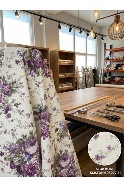 LEVENT ÖZEL Çiçek Baskılı Fon Perdelik Kumaş 100en280boy