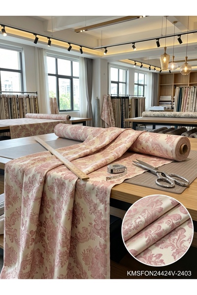 LEVENT ÖZEL Jakar Desenli Dokuma Fon Perdelik Kumaş 100en300boy