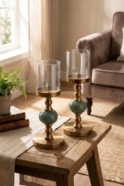 AbajurAksesuar Anemoliapolis Bronz İkili Mumluk