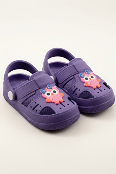 Xilway Unisex Çocuk Lila Hayvan Figürlü Günlük Kaydırmaz Taban Sandalet Terlik