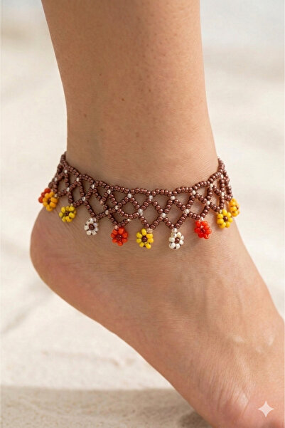 PETEK AKSESUAR Flower Anklet - Beaded Handmade