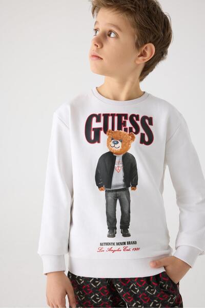 Guess BG Store Erkek Çocuk Beyaz Sweatshirt