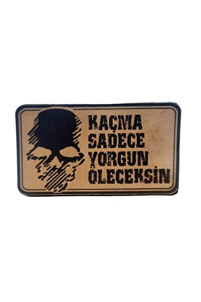 Seyhan Askeri Malzeme Kaçma Sadece Yorgun Öleceksin Kuru Kafa  Deri PEÇ - Arm...