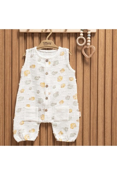 Tiffany بدلة من الموسلين بجيوب مزدوجة بلون إكرو