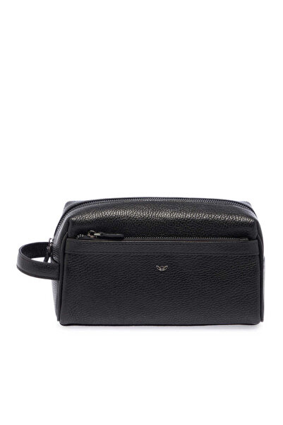 Tergan Geantă portofoliu unisex din piele naturală neagră - S1PC00021496-A41