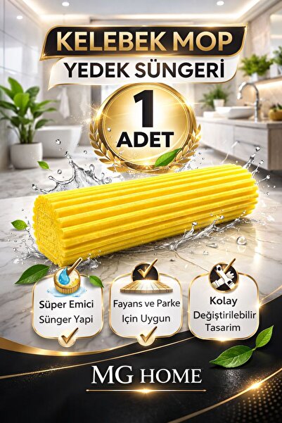 VENON 1 Adet 💛Kelebek Mop Sıkmalı Sünger Mop Yedek Süngeri 💙Renk Stok Durum...