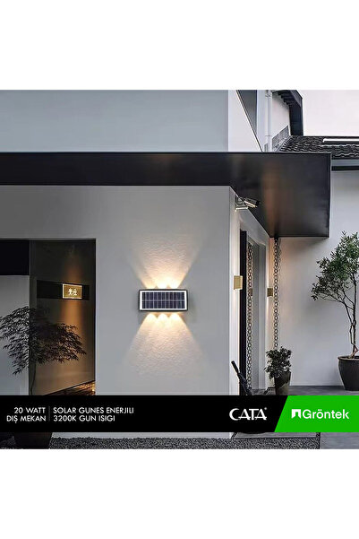Cata SOLAR KABLOSUZ DIŞ MEKAN APLİK AYDINLATMA - 20 WATT 4 MERCEKLİ