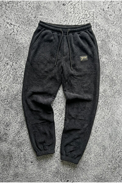 seventh Unisex Black Fleece Sweatpants Relaxed Fit Elasticated Fleece Pack Ov...