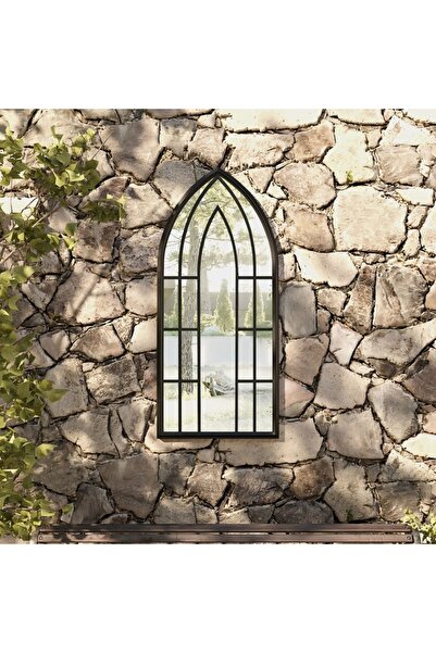 Concept Oglindă de grădină, negru, 100x45 cm, fier uz exterior