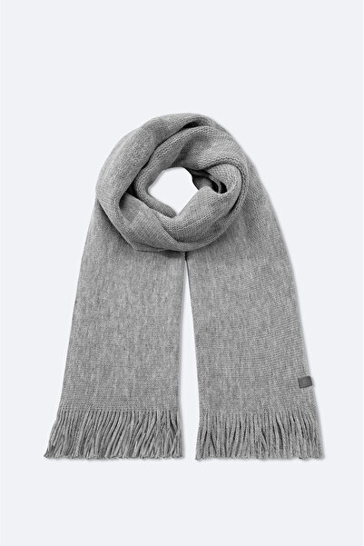 Avva شال رجالي أساسي باللون الرمادي مزين بشراشيب A52Y9401