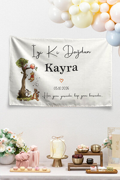 Vagonik Kişiye Özel Doğum Günü Happy Birthday Winnie The Pooh ve Piglet Temal...