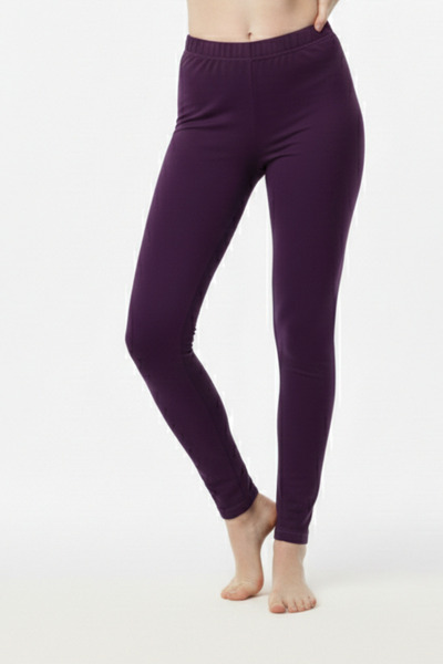 Hmd Stretch Fabric Single Jersey Daily Women's Purple Long Leggings |   Cotto...