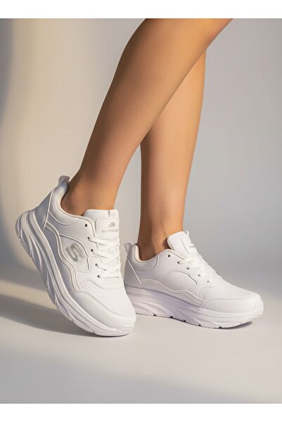 ISPARTALILAR 8888 حذاء رياضي نسائي ذو نعل عالٍ أبيض أسود مقاوم للماء 8888