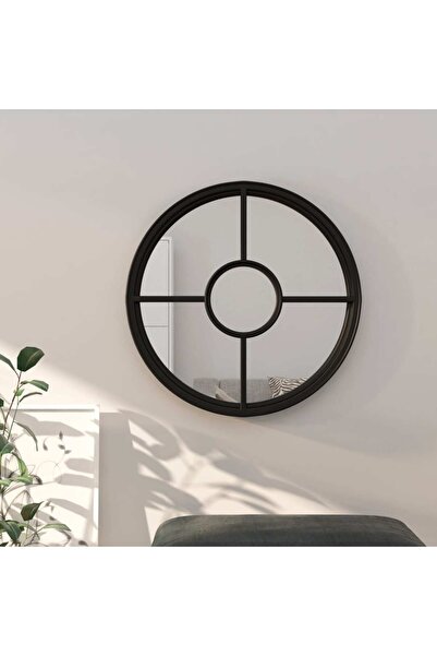 Concept Oglindă rotundă,negru,40x4 cm,fier,pentru utilizare în interior