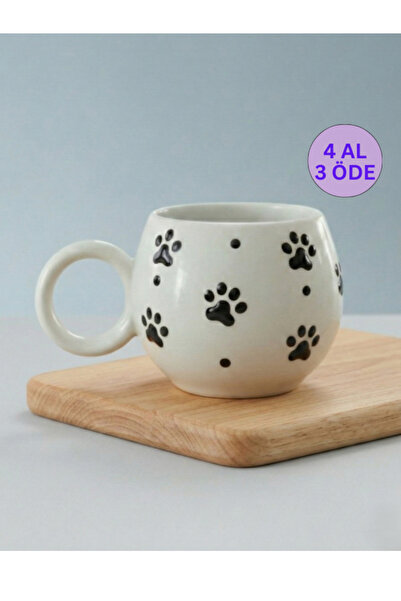 Black Paw Embossed Single Handmade Mug