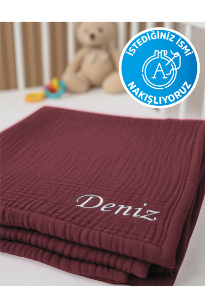 destinyhometex (İstediğiniz ismi yazıyoruz) %100 Pamuk 4 Kat Muslin 110x110 C...