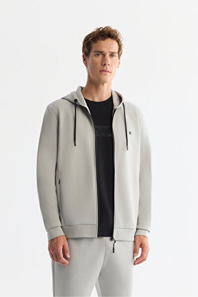 Avva Muška siva Sa kapuljačom interlock tkanina sa zatvaračem B Osnovni regul...