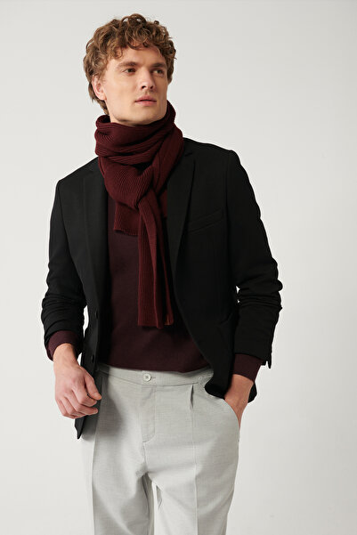 Avva Schwarzer Herren-Blazer mit Mono-Kragen und doppeltem Schlitz, ungefütte...