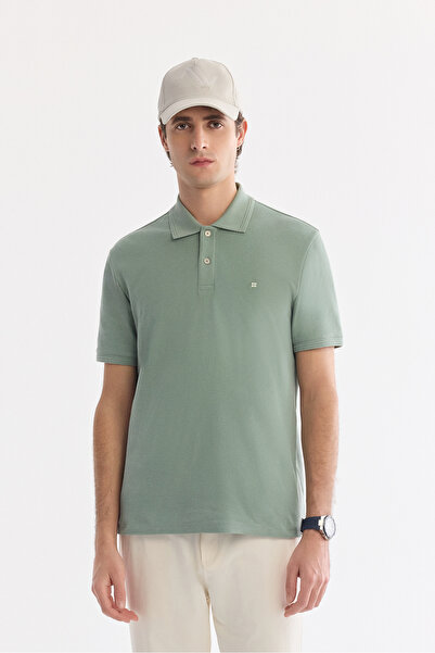 Avva Muška polo majica bez kovrča, mint zelena, 100% pamuk, osnovni regular f...