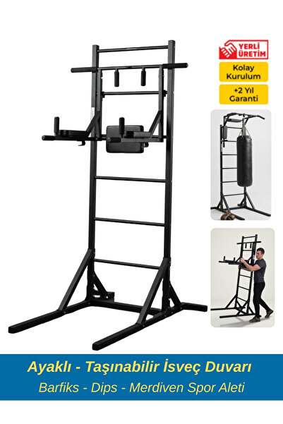 DURUH SPOR Ayaklı İsveç Duvarı - Barfiks - Dips - Merdiven Spor Aleti