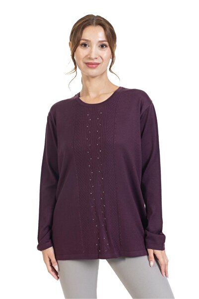 Mutlu City Yüksek Kalite Örme Kadın Orta Yaş ve Üzeri Taş İşlemeli Triko Örgü...