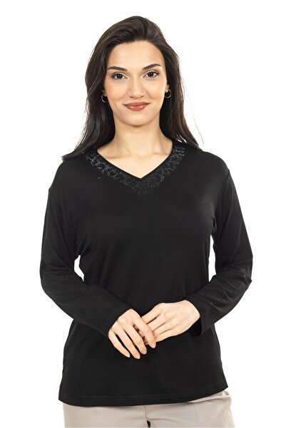 Mutlu City Kadın Orta Yaş ve Üzeri Yeni Model V Yaka Sade Model Anne Penye Bl...