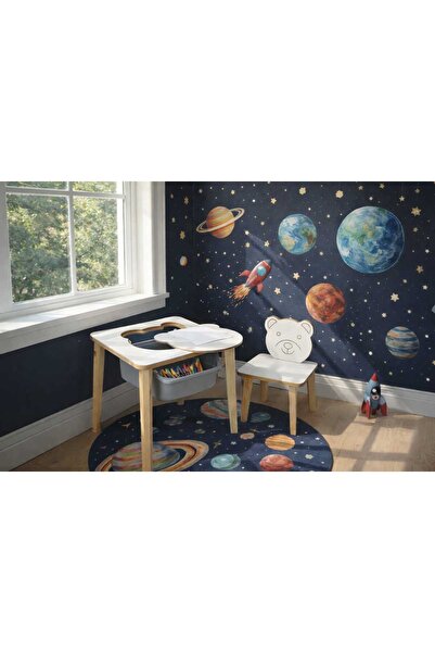 Asrimo mobilya Depolama Hazneli Çocuk Aktivite Masa Sandalye Takımı - Ayıcık ...