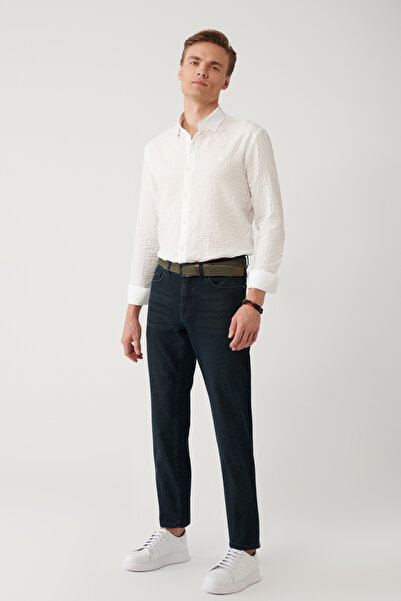 Avva Muške tamnoplave traperice Berlin Slim Fit sa efektom pranja A41Y3510