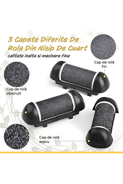 IMA TREND Set 3 Role Accesorii Pila Electrica IMA Trend, Indepartare Piele Moarta si Calus, Negru