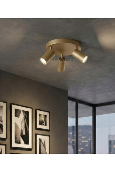 N Naturel Aydınlatma 3LÜ LEDLİ HAREKETLİ SPOT ARMATÜR AVİZE / ESKİTME RENK