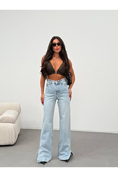 HerTon Γυναικείο ψηλόμεσο παντελόνι τζιν από 100% βαμβάκι