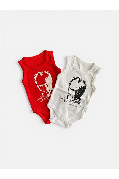 Miyakidsworld Ataturk Printed Baby Bodysuit - 100% Cotton, Snap Fastener, Bod...