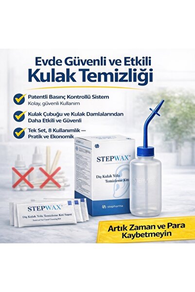 STEPWAX Kulak Kiri Temizleme Seti - Güvenli, Patentli Çözüm (Kulak Çubuğu/Dam...