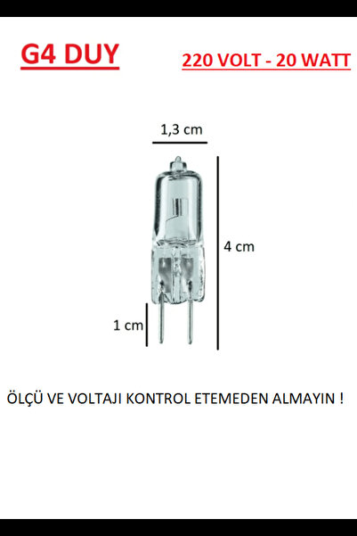 Genel Markalar 220v 20 Watt Iğne Ayak Halojen Ampül (Ölçü ve Voltaj Kontrol E...