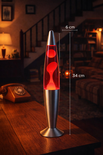 BiTon Toptan Retro Lav Lambası 34,5 cm – Kırmızı Atmosfer Işığı, Dekoratif Ge...