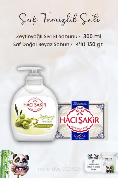 Hacı Şakir Olive Oil Liquid Soap - 300 ml, Pure Natural Soap 4 x 150 gr and R...