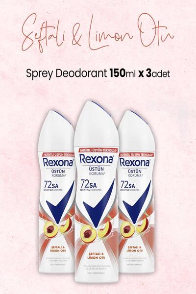 Rexona Kadın Sprey Deodorant Şeftali ve Limon Otu 150 ml x 3 Adet