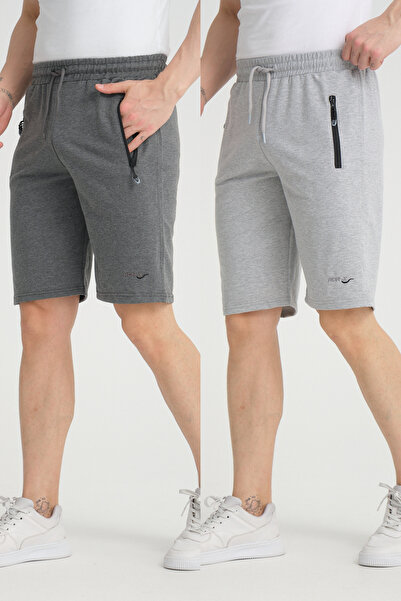 RDR-X Erkek Antrasit Gri Penye Kumaş 2'li Bermuda Şort Paketi
