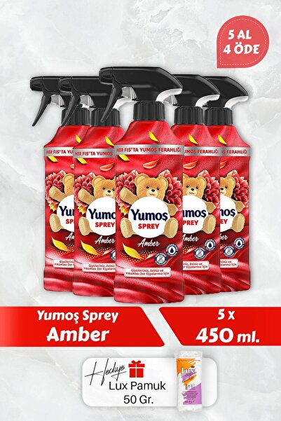 Yumoş Amber Sprey, 5 AL 4 Öde 450 ml, Pamuk Hediyeli