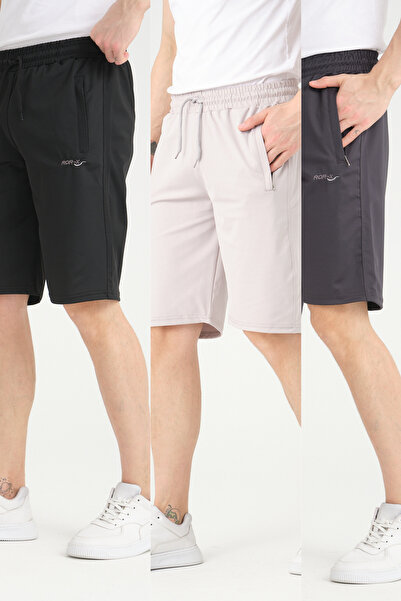 RDR-X Pachet de 3 pantaloni scurți pentru bărbați, negru - gri - țesătură de ...