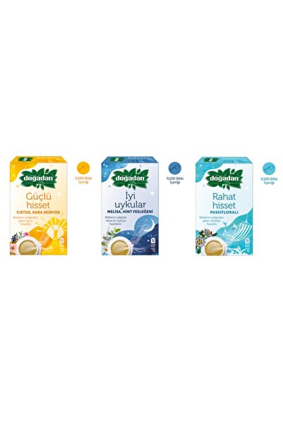 Doğadan İyi Uykular, Rahat Hisset, ve Güçlü Hisset Çayı (3'lü Paket)