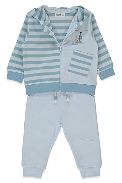 Bebetto طقم سترة بقلنسوة من خيطين (قطعتين) (نيو روت) باللون الأزرق