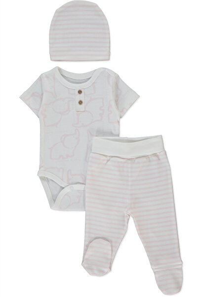 Bebetto مجموعة ريبانا للجسم 3 قطع (حيوانات سعيدة) وردي