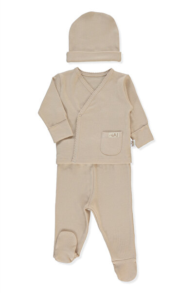 Bebetto طقم زيبين إنترلوك عضوي مكون من 3 قطع (أورجانيك بي نيتشر) بيج