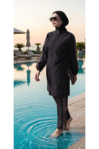 dilberfashion Set de costume de baie Hijab cu șnur în talie cu șapcă și geant...