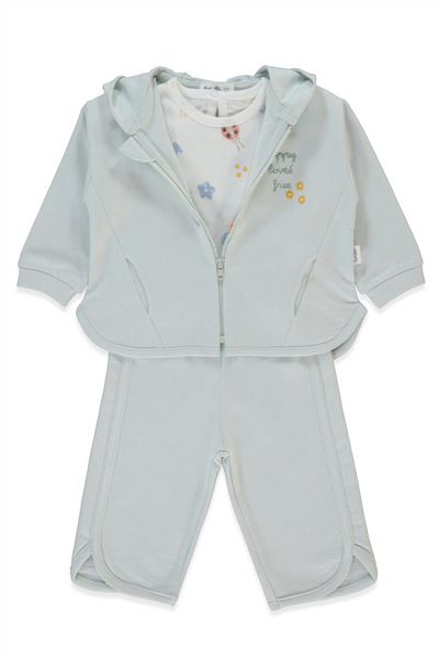 Bebetto Two-Strap Hooded Cardigan 3-Piece Set (Loved) Mint